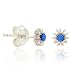 Sterling Silver 5mm Dark Blue Rhinestone Mini Kid Flower Junior Small Stud Earrings