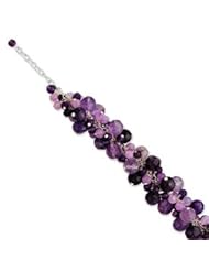 Sterling Silver Amethyst/Lavender Agate/Rose & Cherry Qtz Bracelet QH2139-8"