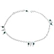 Anklets for Women in Pair Sterling Silver Gemstone Jewelry 10.5 Inches (ganklt027)