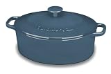 Cuisinart Chef's Classic Enameled Cast Iron 5-1/2-Quart Oval Covered Casserole, Provencal Blue
