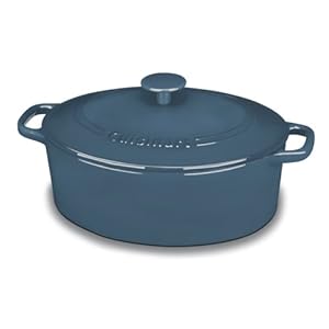 Cuisinart CI755-30BG Chef Classic Enameled Cast Iron 5-1/2-Quart Oval Covered Casserole Provencal Blue