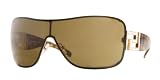 VERSACE EYEWEAR - VERSACE 2072B 100/273 GOLD/BROWN SHIELD SUNGLASSES.