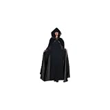 Velvet Satin Deluxe Cape Womens Classic Vampire Costume Witch Sorceress Renaissance Gothic Hooded 63 inch Cloak Black on Black