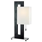 Lite Source LS-2837 Benito Table Lamp, Black Base with White Fabric Shade
