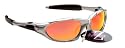 Rayzor Professional Lightweight UV400 Silver Sports Wrap Cricket Sunglasses, With an Red Iridium Revo Anti-Glare Lens