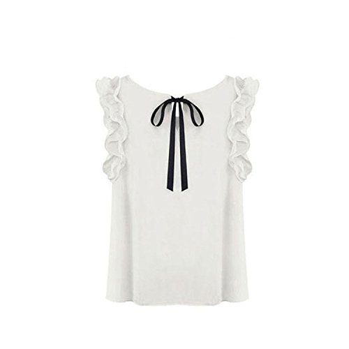 FUNOC® Ladies Summer Loose Casual Chiffon Ruffles Sleeve Vest Shirt Tops Blouse