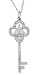 Platinum Overlay Sterling Silver White Cubic Zirconia Crown Key Pendant w/ Pave Stem, 16 + 2"