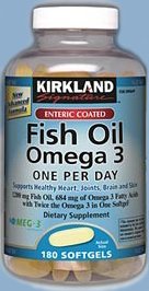Kirkland Signature Fish Oil with Omega-3 Fatty Acids - NEW ONE PER DAY FORMULA - 180 Enteric Coated Softgels