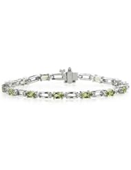 14k White Gold Diamond and Peridot Bracelet