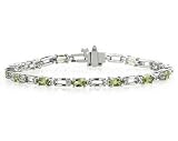 14k White Gold Diamond and Peridot Bracelet