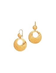 14K Yellow Gold Hammered Door Knocker Earrings