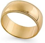 14K Gold Milgrain Classic-Fit Wedding Band, 7mm Wide