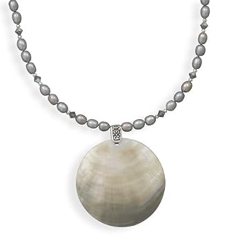 16"+2"Extension Cultured Freshwater Pearl and Shell Necklace