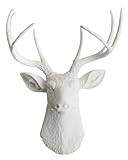 8 Point Buck White Deer Head Mount Wall Hanging
