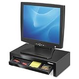 FELLOWES MFG. CO. Adjustable Monitor Riser with Storage Tray, 16w x 9 1/2d x 4 1/2-6h, Black