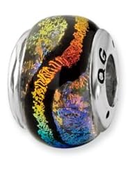 Rainbow Hued Dichroic Handmade Glass Charm for 3mm Charm Bracelets
