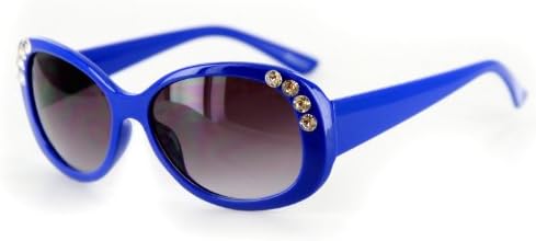 Chloe Designer Inspired Sunglasses with Stylish Crystal Patterned Frames and Medium Lenses for Stylish Women (Blue w/ Smoke Lens)