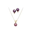 14K Yellow Gold 0.05 ct. Diamond and Black Pearl Fashion Earrings and Necklace Jewelry Set