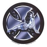 Sexy Pin-up Girl Sticker #4 ~ Chrome Cross Bike Babe Pin-up Sticker by Michael Landefeld
