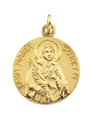 14K Yellow Gold 18.00 mm St. Maria Goretti Medal
