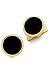Solid 14K Gold and Onyx Round Stud Set w/Swirl Design