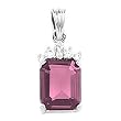 14K White Gold Pink Tourmaline and Diamond Pendant