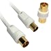 Gold T.V aerial cable (M-M) with adapter (F-F) 1.8m WHITE