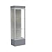 Edge Series Floor Display Case Frame Color: Satin, Base Color: Carbon Mesh, Case Backing: Harbor