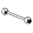 316 Surgical Stainless Steel Barbell with Black CZ Sold as a Pair