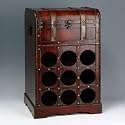 Handmade Antique Cherry Finish Nine Piece Wine Bottle Rack