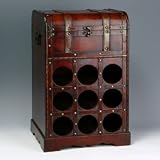 Handmade Antique Cherry Finish Nine Piece Wine Bottle Rack