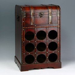 Handmade Antique Cherry Finish Nine Piece Wine Bottle Rack