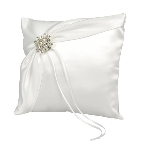 Beverly Clark Wedding Garbo Collection Ring Pillow, White