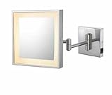 IMAGE OF Kimball & Young 91073HW Single Sided LED Square Wall Mirror with Brushed Nickel Frame, 7.875-Inch