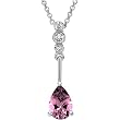 14K White Gold Pink Tourmaline and Diamond Necklace