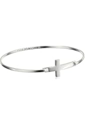 Sterling Silver Flashed Cross Catch with "Faith Hope Love" Bangle Bracelet