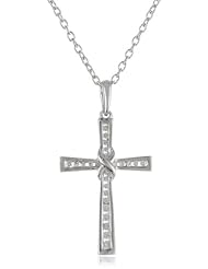 Womens Sterling Silver Diamond Cross Pendant Necklace (1/10 cttw, I-J Color, I2-I3 Clarity) 18"