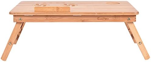 NEW expanding tray table Portable Bamboo Laptop Desk Table Folding Breakfast Bed Serving Tray w/ Drawer