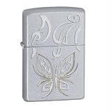 Zippo Lighter Golden Butterfly, Satin Chrome