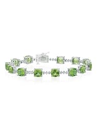 0.01 Cts Diamond & 14.54 Cts Peridot Bracelet in 14K White Gold