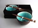 Miya japanese ceramic bowls with chopsticks gift set for two - ocean blue Miya Japanese Tableware Gifts