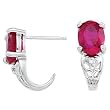 14K White Gold Chatham Created Ruby and Diamond Earrings