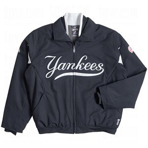 MLB Men's New York Yankees Long Sleeve Lightweight Full Zip Thermabase Premier Home Jacket (Pro Navy/Pro Scarlet, XX-Large)