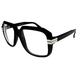 Run DMC Rapper Retro Large Clear Lens Eye Glasses Black