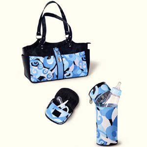 Buy Blue Swirl Diaper Tote Bag Set by Russ Berrie by Russ Berrie