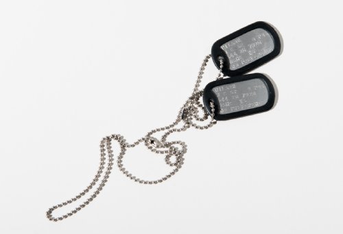 MILITARY DOG TAGS - Set of 2 personalised army style dog ID tags with ball chains & silencers<br>(READ DESCRIPTION TO SEE HOW TO ADD PERSONALISATION)