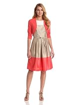 Hot Sale Jessica Howard Women's Sleeveless Colorblock Party Dress With Sweater, Stone, 10