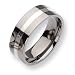 Sterling Silver Inlaid Flat Polished Titanium Ring (8.0 mm) - Sizes 6-13