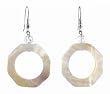 Earrings - E174 - Mother of Pearl Shell - Octagon Shape with Fire Polished Bead (1-1/4 Diameter") ~ Natural