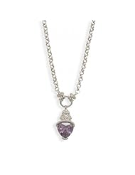 MMA Silver - 16 inch Rhodium Plated Purple CZ Necklace